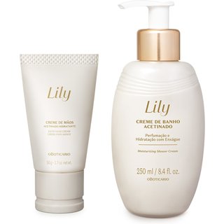 Combo Lily Acetinados: Creme de Banho 250ml + Creme Para Mãos 50g