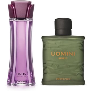 Combo Perfumaria Masculina e Feminina: Uomini Spirit 100ml + Linda Irresistível 100ml