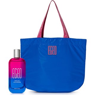 Combo Egeo Dolce Illusion: Desodorante Colônia 90ml + Bolsa Big Bag Azul e Rosa