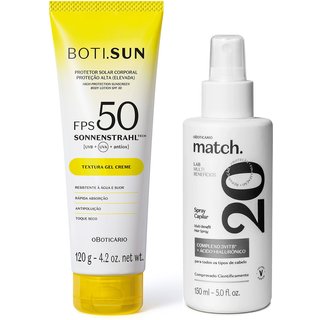 Combo Protetor Solar Corporal FPS 50 Boti.Sun 120g + Spray Capilar Match Multibenefícios 150ml