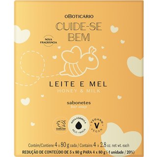 Sabonetes Em Barra Cuide-se Bem Leite e Mel 4x80g cada