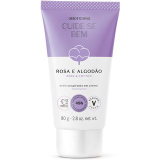 Antitranspirante em Creme Cuide-se Bem Rosa e Algodão 80g