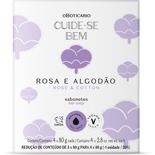Sabonetes Cuide-se Bem Rosa e Algodão 4x80g Cada
