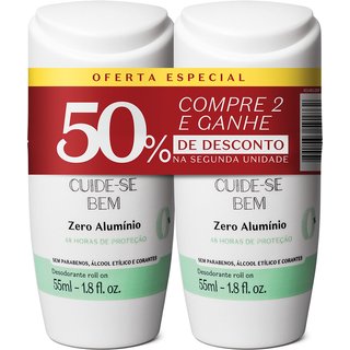 Kit Desodorante Roll On Cuide-se Bem Zero Alumínio 2x55ml