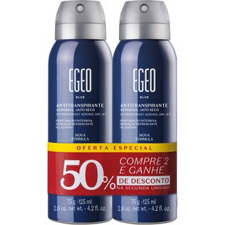 Kit Desodorante Antitranspirante Aerosol Egeo Blue 2x75g/125ml