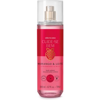 Body Splash Desodorante Colônia Cuide-se Bem Morango e Leite 200ml