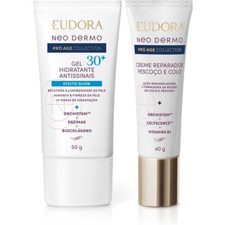 Combo Neo Dermo Pró Age Collection: Creme Reparador Pescoço e Colo 40g + Gel Facial Antissinais 30+ 50g