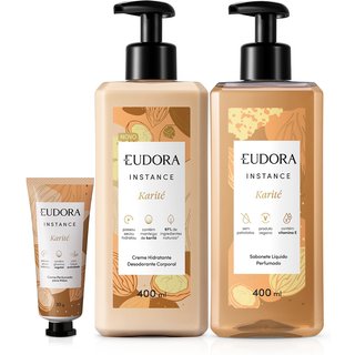 Combo Instance Karité: Loção Corporal 400ml + Sabonete Líquido 400ml + Creme de Mãos 30g