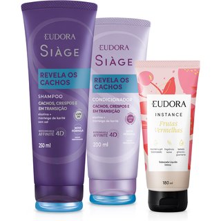 Combo Shampoo Revela Cachos 250ml + Condicionador Revela Cachos 200ml + Sabonete Íntimo Instance 180ml