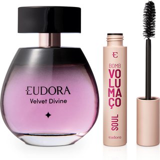 Combo Eudora Velvet Divine Desodorante Colônia 100ml + Máscara Cílios Bomb Volumaço Soul 10g