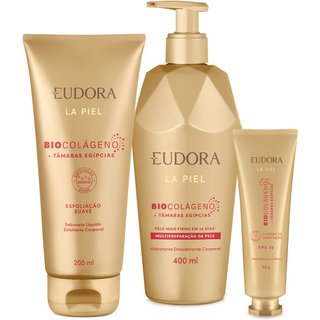 Combo La Piel Tâmaras Egípcias: Sabonete Líquido Esfoliante 200ml + Loção Corporal 400ml + Creme Hidratante para Mãos 50g