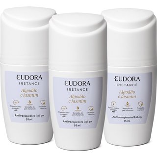 Combo Desodorante Antitranspirante Roll on Instance Algodão e Jasmim 3x55ml