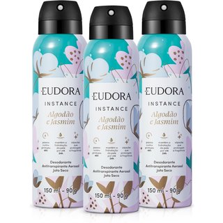 Combo Antitranspirante Aerosol Instance Algodão e Jasmim 3x150ml/90g
