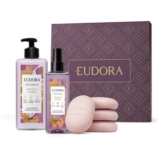 Combo Presente Instance Ameixa e Praliné: Loção Corporal 400ml + Spray Perfumado 200ml + Sabonetes em Barra 4x80g + Caixa Presenteável