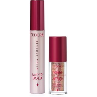 Combo Niina Secrets: Delineador Crystal Brilho 3g + Máscara para Cílios Super Bold 10g