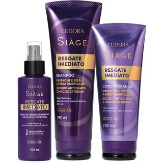 Combo Siàge Resgate Imediato: Shampoo 250ml + Condicionador 200ml + Leave-In 100ml
