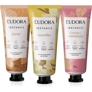 Combo Creme Para As Mãos Instance: Cereja e Amêndoas 30g + Baunilha 30ml + Karité 30g