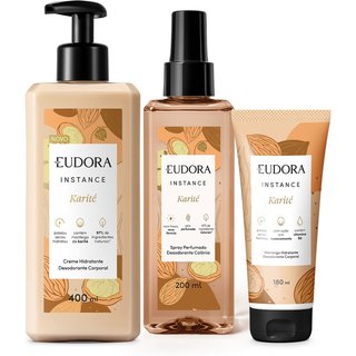 Combo Instance Karité: Manteiga Hidratante Desodorante Corporal 180ml + Spray Perfumado Desodorante Colônia 200ml + Creme Hidratante Desodorante 400ml