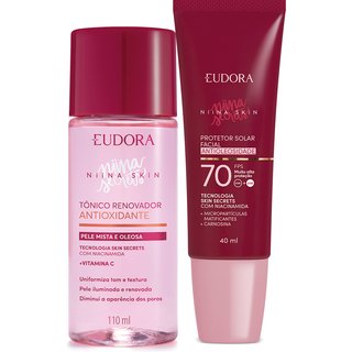 Combo Niina Secrets Skin: Tônico Renovador 110ml + Protetor Solar Facial FPS 70 40ml