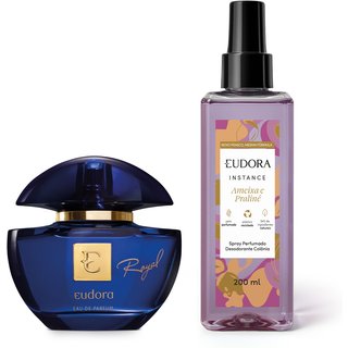 Combo Eudora Royal Eau de Parfum 75ml + Spray Perfumado Instance Ameixa e Praliné 200ml