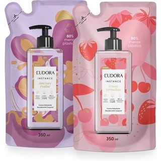 Combo Refil Instance: Creme Hidratante Desodorante Corporal Ameixa e Praliné 350ml + Loção Hidratante Desodorante Corporal Frutas Vermelhas 350ml