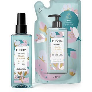Combo Instance Algodão e Jasmim: Spray Corporal 200ml + Refil Loção Hidratante Desodorante Corporal 350ml