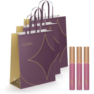 Combo Presente Soul Kiss Me Doces Finos: Gloss Rosa 3x 5,2ml cada + Sacolas Presenteáveis