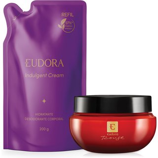 Combo Creme Hidratante Desodorante Corporal: Eudora Rouge 250g + Refil Indulgent Cream 250g