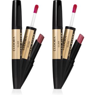Combo Batom Duo Glam Micro Plump: Malva Essencial 1,8g + Rosado Nobre 1,8g