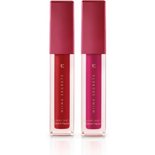 Combo Batom Líquido Niina Secrets Skinny Matte: Vermelho Hibisco 5ml + Pink Peônia 5ml