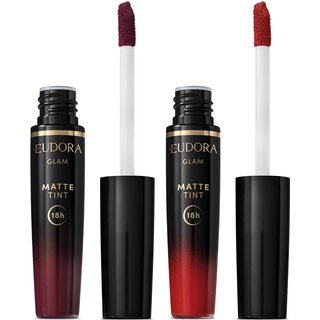 Combo Batom Líquido Glam Matte Tint: Vermelho Radiante 4g + Vinho Sublime 4g