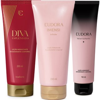Combo Loção Hidratante Corporal: Diva Esplêndida 200ml + Imensi Infinite 200ml + Eudora Velvet Authentic 150ml