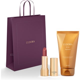 Combo Dia das Mães Diva Suprema: Loção Iluminadora 150ml + Batom Cremoso Rose Diva 3,6g + Sacola Tamanho M