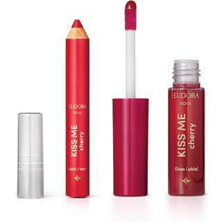 Combo Kiss Me Cherry: Gloss Labial 5,5ml + Lápis Multifuncional 3 em 1 1,2g