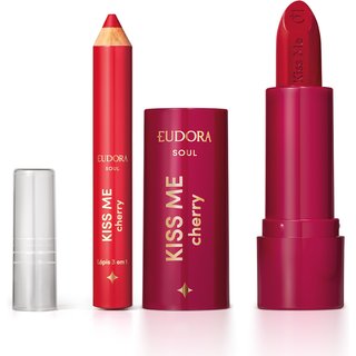 Combo Kiss Me Cherry: Batom Matte Vermelho Viciante 3,7g + Lápis Multifuncional 3 em 1 1,2g