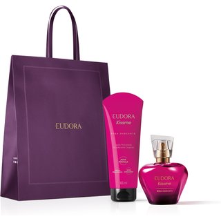 Combo Presente Kiss Me Rosa Marcante: Desodorante Colônia 50ml + Hidratante Desodorante 100ml + Sacola