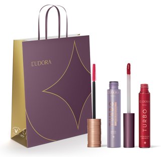 Combo SOUL Turbo: Máscara Cílios Ultra Resistente 10g + Batom Líquido Vermelho Semi Mate 5ml + Sacola M