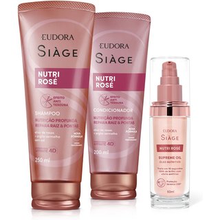 Combo Siàge Nutri Rosé: Shampoo 250ml + Condicionador 200ml + Supreme Oil 60ml