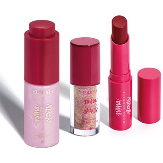 Combo Niina Secrets: Delineador Crystal Brilho Rose Gold 3g + Hidra Balm Rosa 3,2g + Primer Hidra Glow 16ml