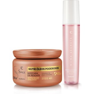 Combo Máscara Capilar Siàge Nutri Óleos Poderosos 250g + Bruma Nutri Fresh Niina Secrets 110ml