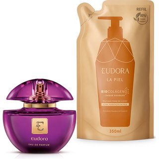 Combo Eudora Eau de Parfum 75ml + Refil Loção Corporal La Piel Âmbar Dourado 350ml