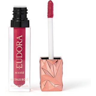Batom Líquido Cremoso Metals Rosé Malva Refinado Eudora Make 2,5ml