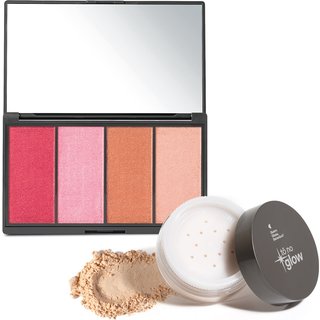 Combo Make no Glow Quem Disse, Berenice?: Paleta de Maquiagem Multifuncional 14,2g + Pó Solto Translúcido Cor 1 9g