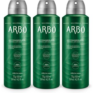 Combo Arbo: Desodorante Antitranspirante Aerossol 75g/125ml (3 unidades)