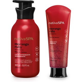 Combo Nativa SPA Morango Ruby: Esfoliante Corporal 175g + Loção Corporal 400ml