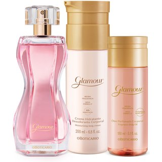 Combo Glamour: Óleo Perfumado Desodorante Corporal 150ml + Creme Desodorante Hidratante Corporal 200ml + Desodorante Colônia 75ml
