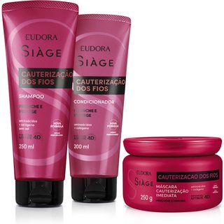Combo Siàge Cauterização dos Fios: Shampoo 250ml + Máscara Capilar 250ml + Condicionador 200ml
