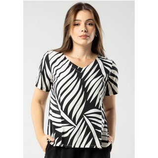 Blusa Pau a Pique Viscose Estampada Preto PRETO - G Pau a Pique