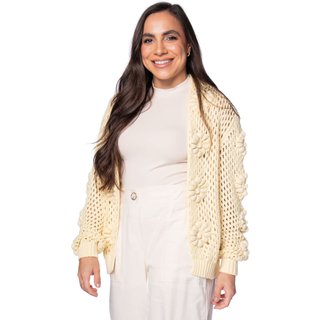 Casaco Feminino Biamar Algodão Ponto Margarida Amarelo