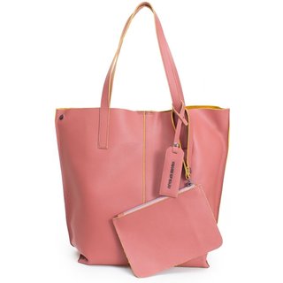 Bolsa Feminina Em Couro House Of Caju Tiracolo Rose Com Amarelo